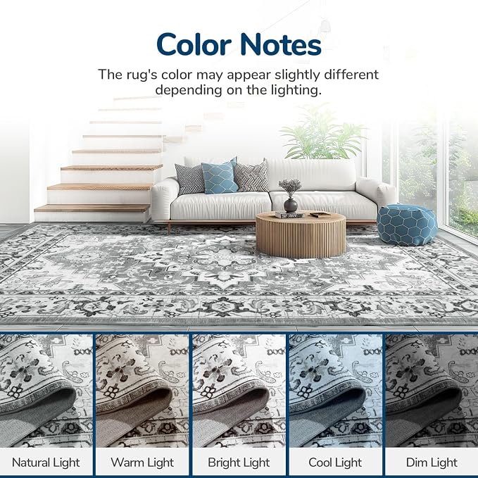 Lessymo Area Rugs 9x12 Living Room- Large Area Rug Machine Washable Area Rug - Image 9