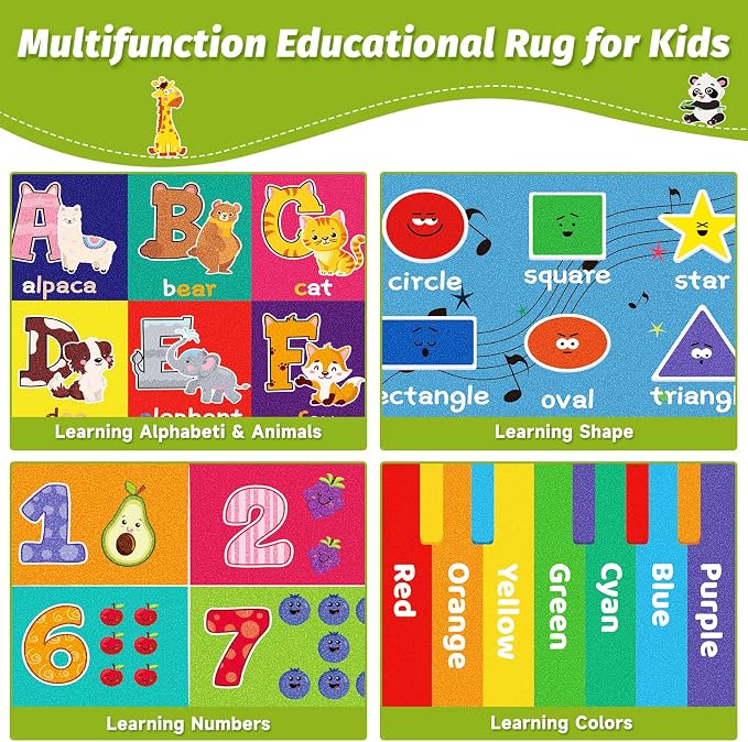 ABC Carpet, Kids Rugs for Playroom, Educational Play Mat for Kids, Preschool - Image 5