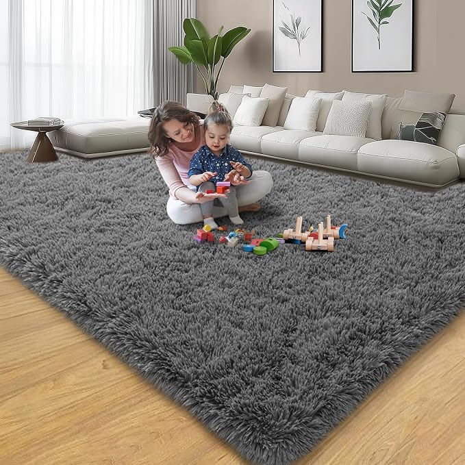 qulint 9x12 Area Rug for Living Room, Soft Fluffy Large Bedroom Carpet Shag - Image 7