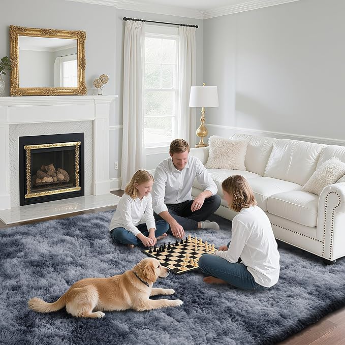 yongyangjuxin Fluffy Rug Shag Area Rug, Mottling Dark Grey 6x9 Area Rugs - Image 4