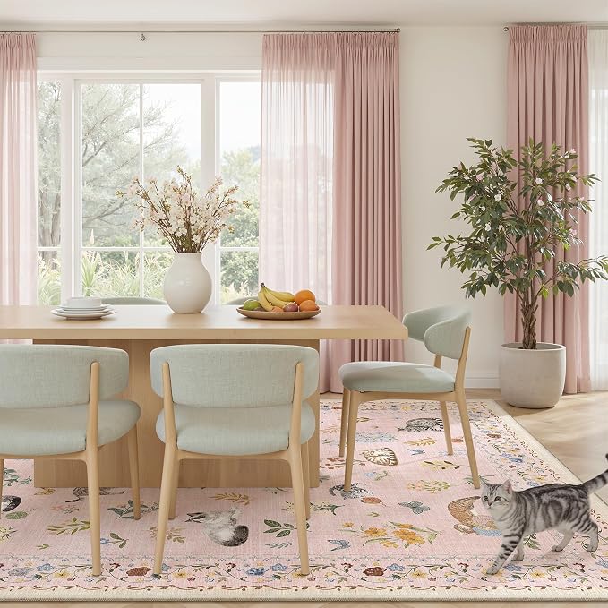 Soalmost Cat 9x12 Pink Area Rugs - Image 4