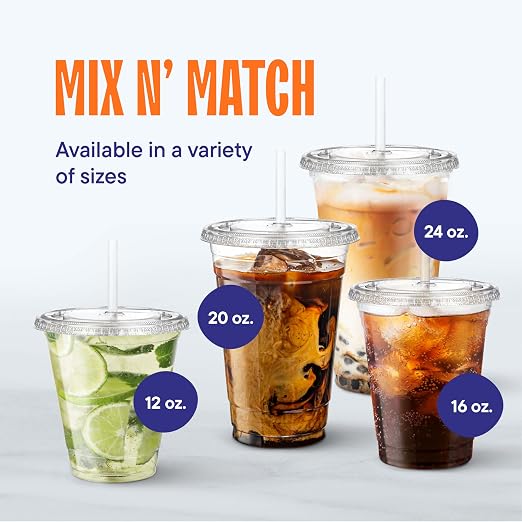Stack Man Clear Plastic Cups - 16 oz - 100 Pack | Disposable Iced Coffee Cups - Image 7
