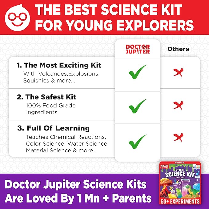 Doctor Jupiter My First Science Kit, Chemistry Set for Kids Ages 4-5-6-7-8 | Birthday Gift Ideas for 4+ Year Old Boys & Girls | Toy Stem Kit with 50+ Experiments | Learning & Educational Projects