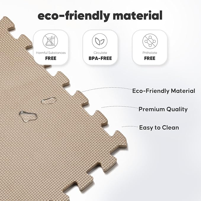 Home Gym Mat, Puzzle Exercise Mat, EVA Interlocking Foam Floor Tiles - Image 4