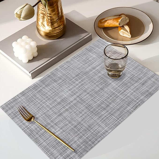 Vinyl Placemats Set of 6, PVC Woven Washable Non-Slip Table Mats, Heat - Image 5