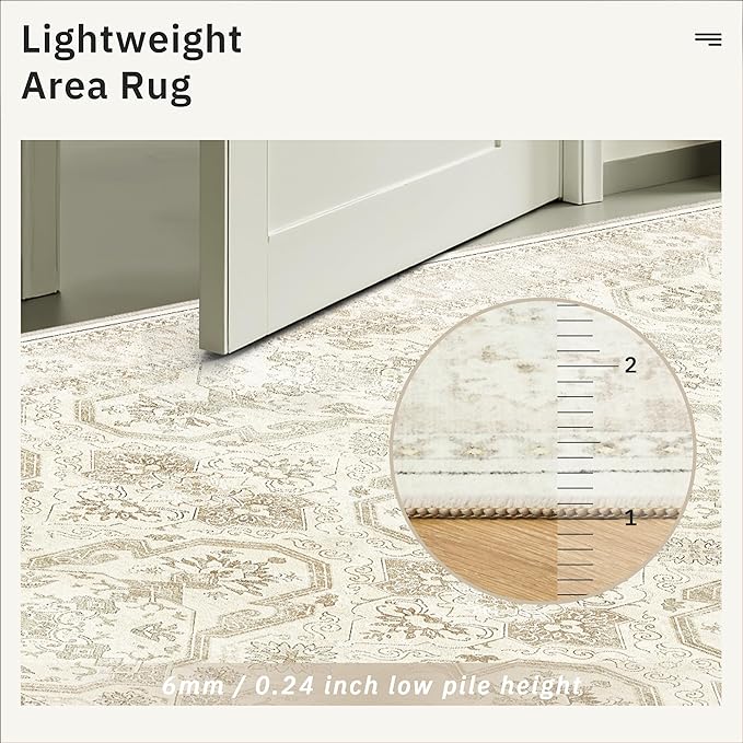 Soalmost Area Rug 10x12 Vintage Washable Living Room Large Carpet Non Slip - Image 7