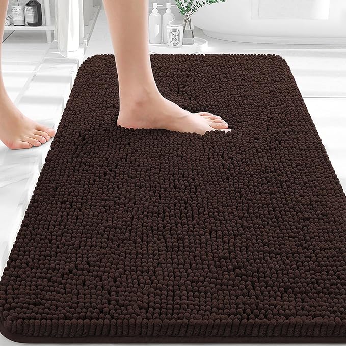 OLANLY Bathroom Rugs 30x20, Extra Soft Absorbent Chenille Bath Rugs, Rubber by OLANLY