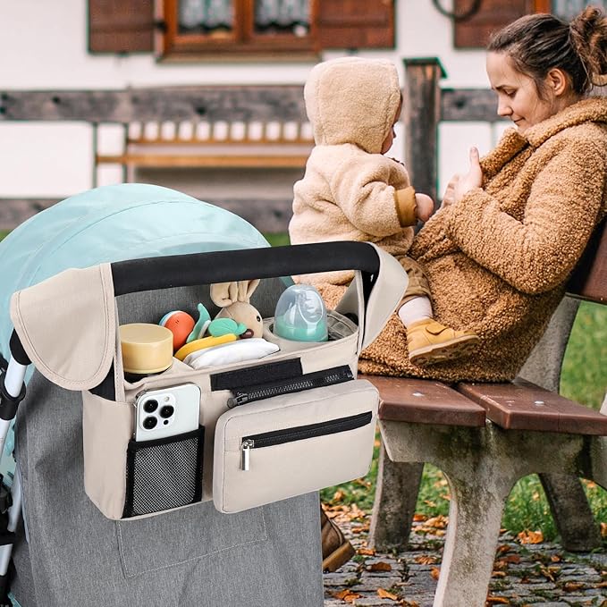 Accmor Universal Stroller Organizer with Insulated Cup Holder Detachable Phone Bag and Shoulder Strap,Stroller Bag Caddy Organizer Fits for Uppababy, Baby Jogger, Britax Strollers