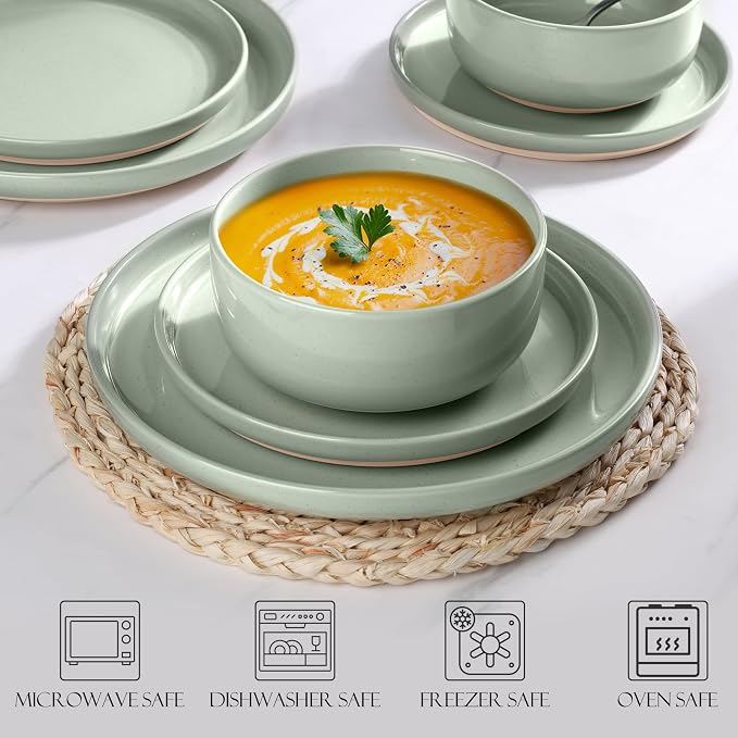 LIANYU Plates and Bowls Sets for 8, 24 Piece China Dinnerware Stoneware Set - Image 5