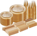 600 Piece Gold Glitter Disposable Plates by GoodLuck