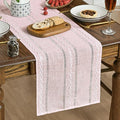 Artoid Mode Pink Rustic Cotton Linen Table Runner, Seasonal Embroidered Hollow by ArtoidMode