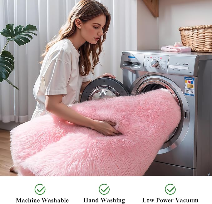 KICHOWUA Area Rug 5x7 Pink Fluffy Shag – Ultra Soft Plush Fuzzy Washable - Image 5