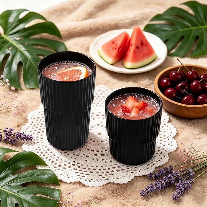 24 Pack Plastic Wine Glasses, 16 Oz Highball Glasses & 12 Oz Cocktail Glasses - Image 5
