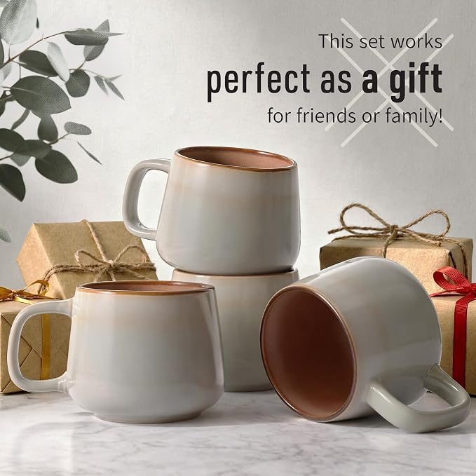 Ava Nord Small Stoneware Ceramic Coffee Mugs Set of 4 | 6 oz | Sage Ash | - Image 6