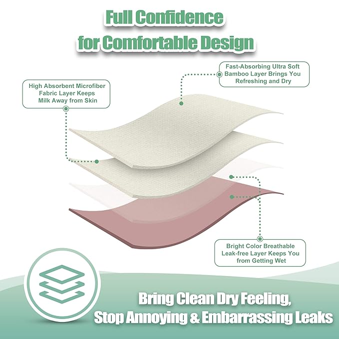 wegreeco Nursing Breast Pads (14 Pack) + Laundry Bag & Travel Storage Bag, 4.7 inch Option - Washable & Reusable Breastfeeding Nursing Pads (Mild, Large)