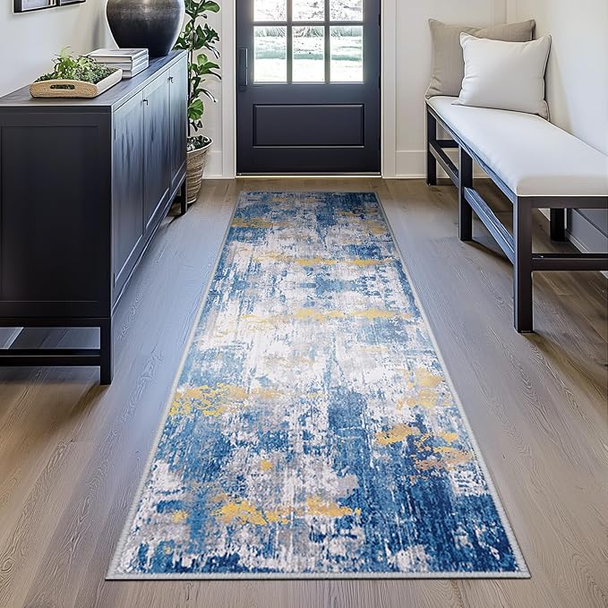 RELEANY Washable Area Rugs 2'x10' Non-Slip Modern Abstract Soft - Image 4