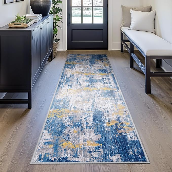 RELEANY Washable Area Rugs 2'x6' Non-Slip Modern Abstract Soft - Image 3