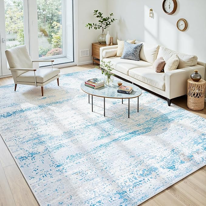 10x14 Area Rugs Washable Rug: Anti-Skid Abstract Modern Living Room Rug Soft - Image 2