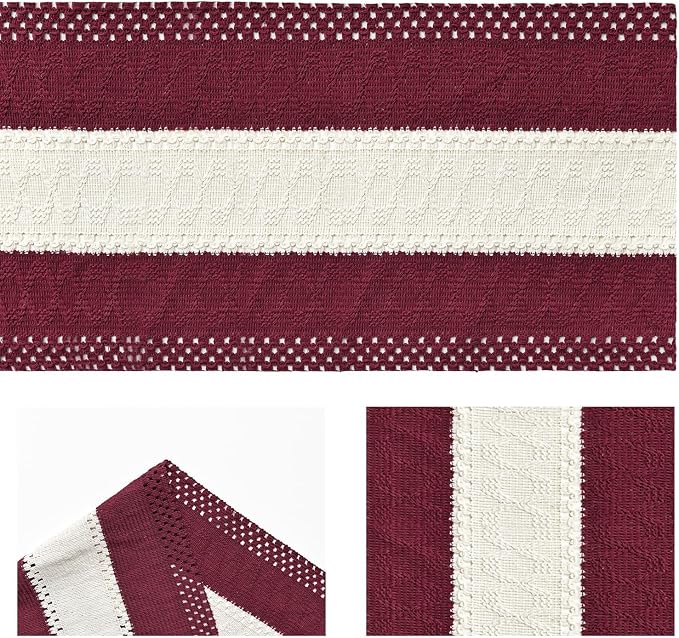 Artoid Mode Red Farmhouse Woven Table Runner 12x120 Inch | Holiday Rustic - Image 6