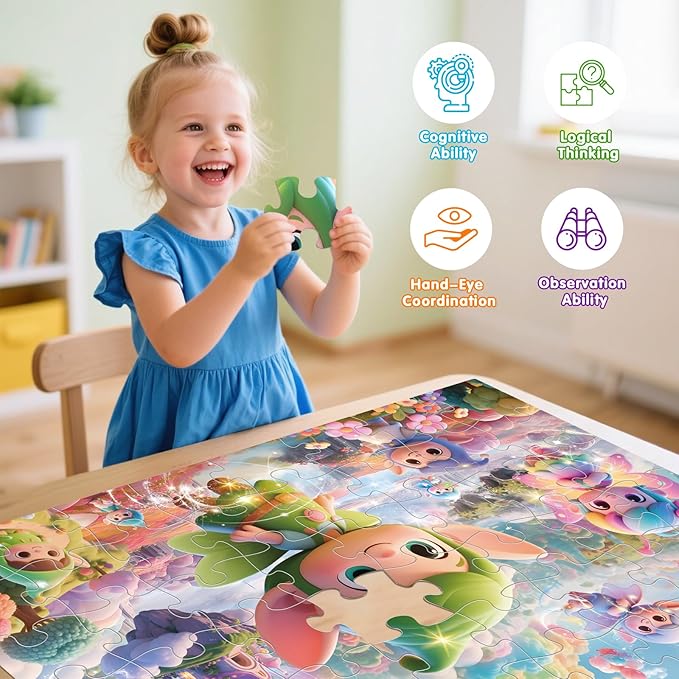Jumbo Floor Puzzle for Kids,48 Piece Fairy Large Jigsaw Puzzles for Toddler Ages 3-5,Preschool Educational Toy Gift for Boys & Girls Ages 4-8