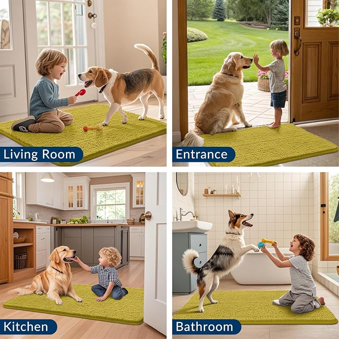 Smiry Dog Door Mat for Muddy Paws 36x24, Absorbent Dirt Trapper, Non-Slip - Image 7