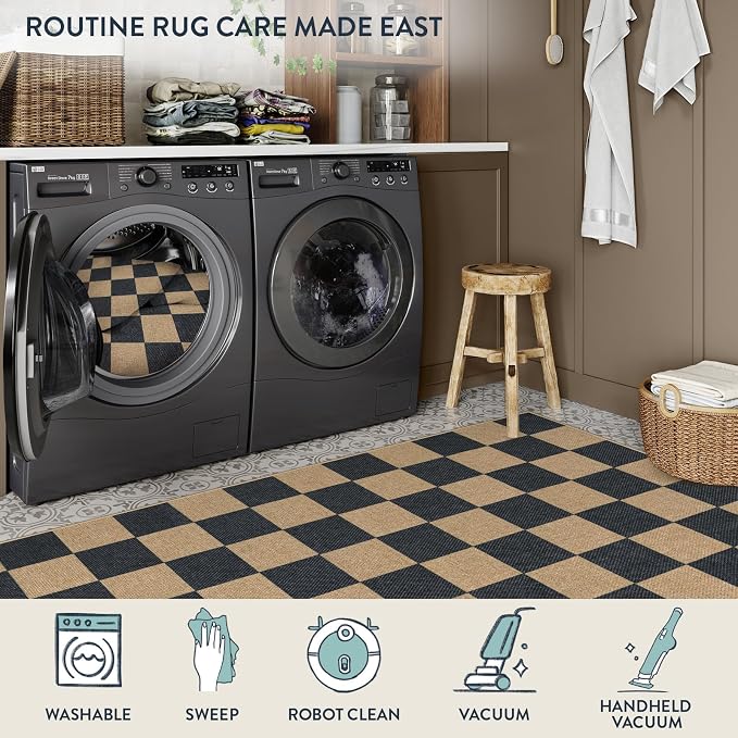 Lahome Colette Checkered Easy Jute Rug, 9x12 Area Rug - Image 7