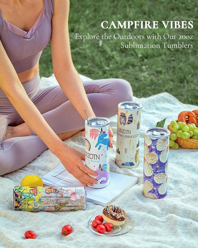 8 Pack 20oz Sublimation Tumbler Blanks Skinny Straight in Bulk | Stainless - Image 5