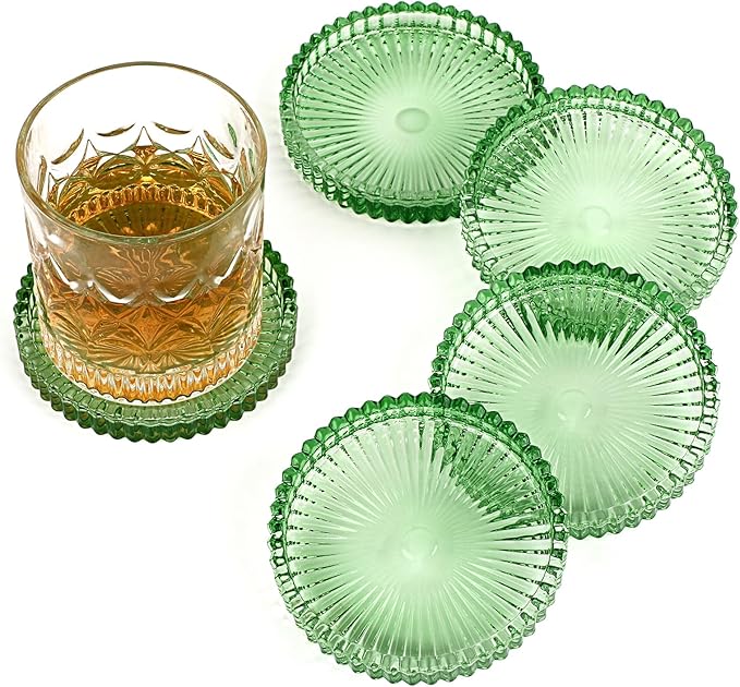 Modern Clear Coaster Set of 5- Glass Coasters by Unknown