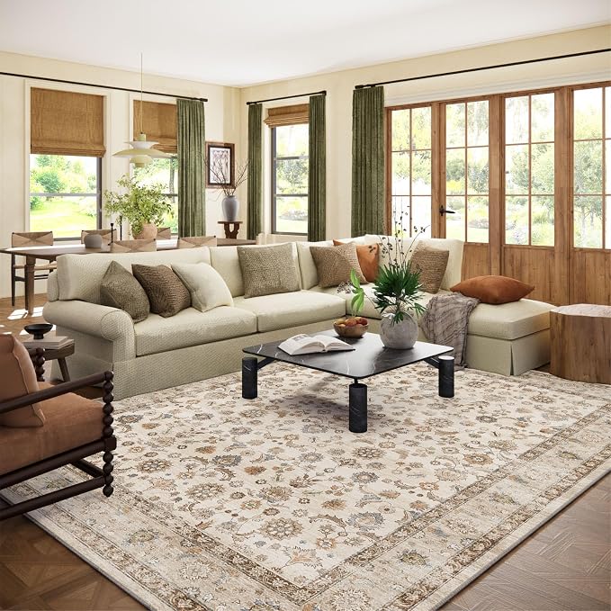 Washable Area Rugs for Living Room: 8x10 Bedroom Rug Boho Vintage Area Rug by palohom