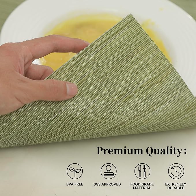 Leetaltree Pea Green Placemats Set of 4 - Image 2