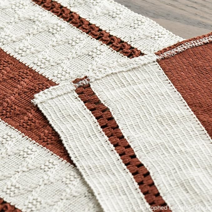 Artoid Mode Caramel Rustic Woven Table Runner 12x90 Inch | Holiday Farmhouse - Image 5