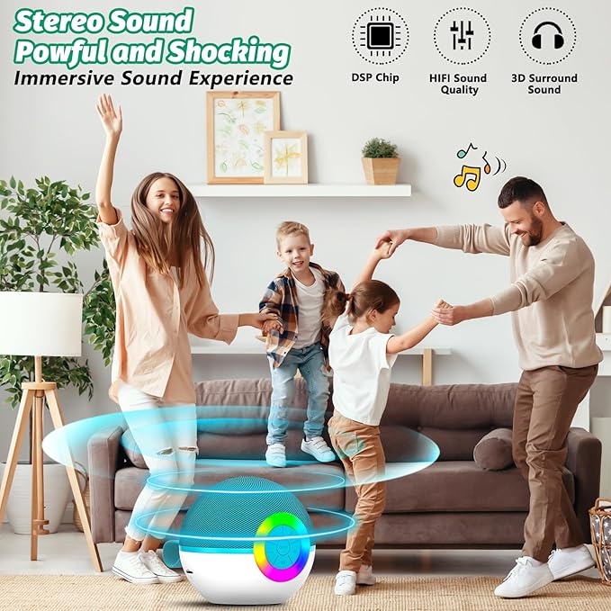 goopow Mini Karaoke Machine Speaker for Kids Adults, Portable Bluetooth Microphone Song Toys with LED Light, Best Chritmas Birthday Festival Gift for 3 4 5 6 7 8+ Year Old Girls Boys (Green-2MIC)