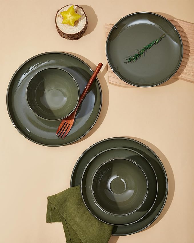 24 Piece Dinnerware Set for 8, Santorini Mist Terracotta Plates and Bowls Sets - Image 5