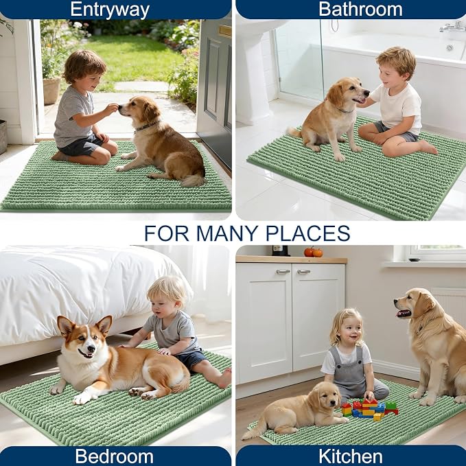 OLANLY Dog Door Mat for Muddy Paws 36x24, Ultra Absorbent Chenille Mud Doormat - Image 8