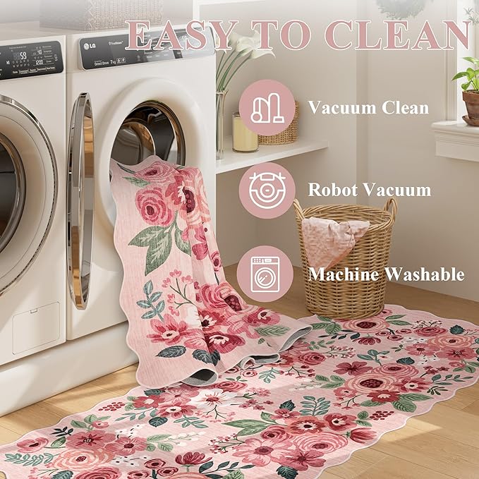 DUKINO 3x10 Washable Runner Rug, Non Slip Floral Ultra Soft Runner - Image 6