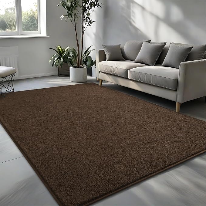 Pettop 6x9 ft Brown Area Rugs for Bedroom Living Room, Washable Memory Foam - Image 2