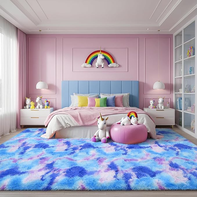 AROGAN Soft Rainbow Area Rugs for Girls Room 6x9 Feet, Fluffy Cute Colorful - Image 7
