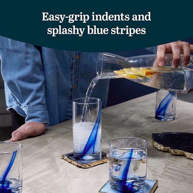 Blue Ribbon Tumbler & Rocks Drinking Glasses Set of 16, Dimpled Cups | 16.75 oz - Image 4