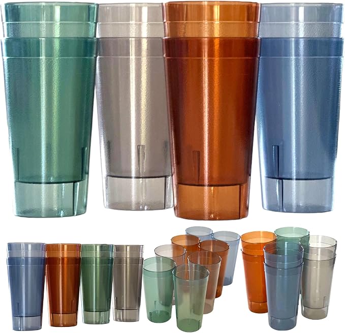 Oojami Set of 8 Plastic Tumblers, 20-Ounce Reusable Cups, BPA-Free & by Oojami