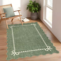GarveeHome Scalloped Bow Rug for Living Room, Solid Green Rug for Dorm by GarveeHome