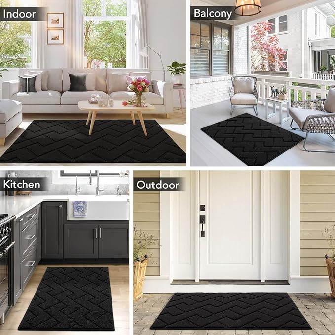 hicorfe Door Mat Indoor Entrance, TPR Backing Dirt Trapper Front Door Mat - Image 8