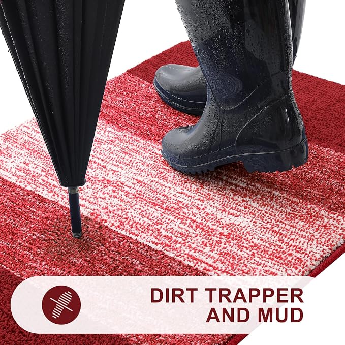 Kitinjoy Indoor Outdoor Door Mat, 71x24 Non-Slip Absorbent Dirt Trapper - Image 2