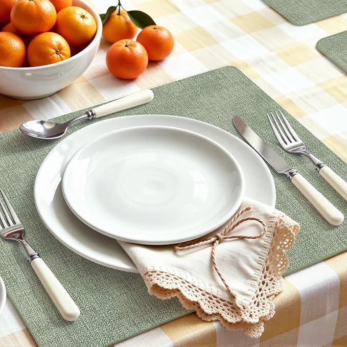 Faux Leather Heat Resistant Placemats 4 Packs, Waterproof Wipeable Dining PU - Image 7