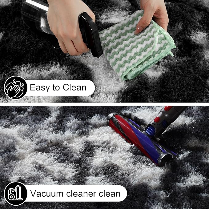 Black and White Rugs for Bedroom, 3x5 Fluffy Area Rugs for Living Room - Image 4