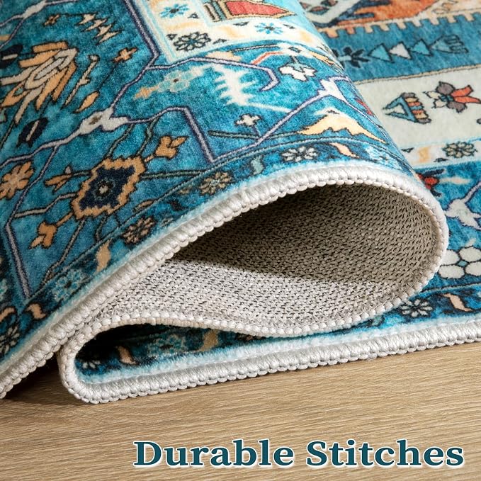 SERISSA Area Rug 3x5 Boho Blue Rugs - Image 8
