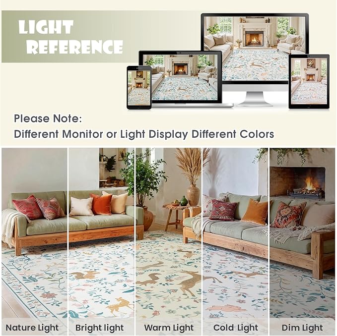 6x9 Area Rugs Washable Rug: Large Boho Living Room Rug Soft Non-Slip Low Pile - Image 9