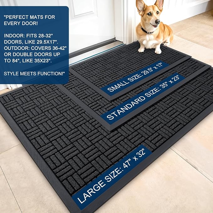 OLANLY Front Door Mat Outside Entrance 71x23, Heavy Duty Sturdy Natural Rubber - Image 2