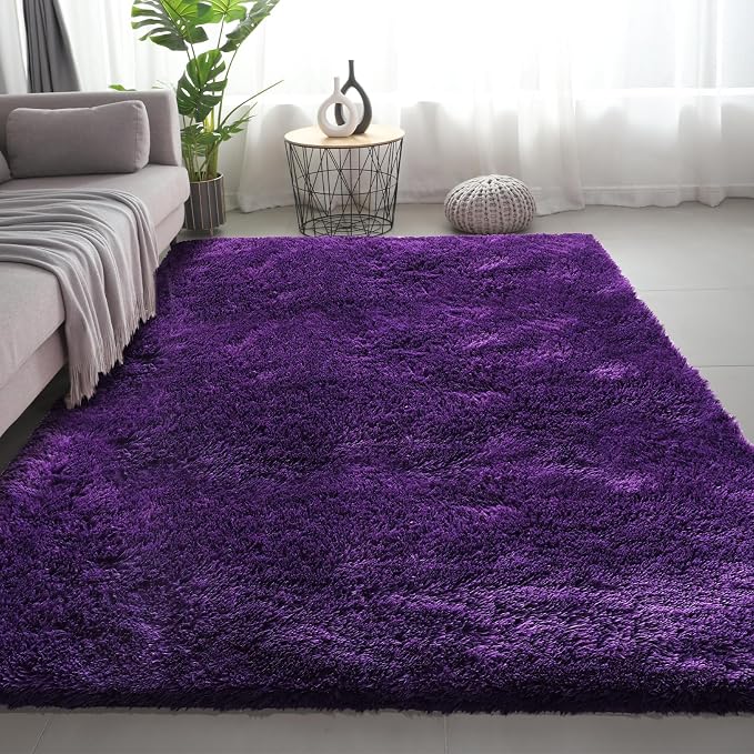 Shag Area Rugs for Bedroom Living Room, 6X9 Ultra Soft Purple Fluffy Area Rugs - Image 8