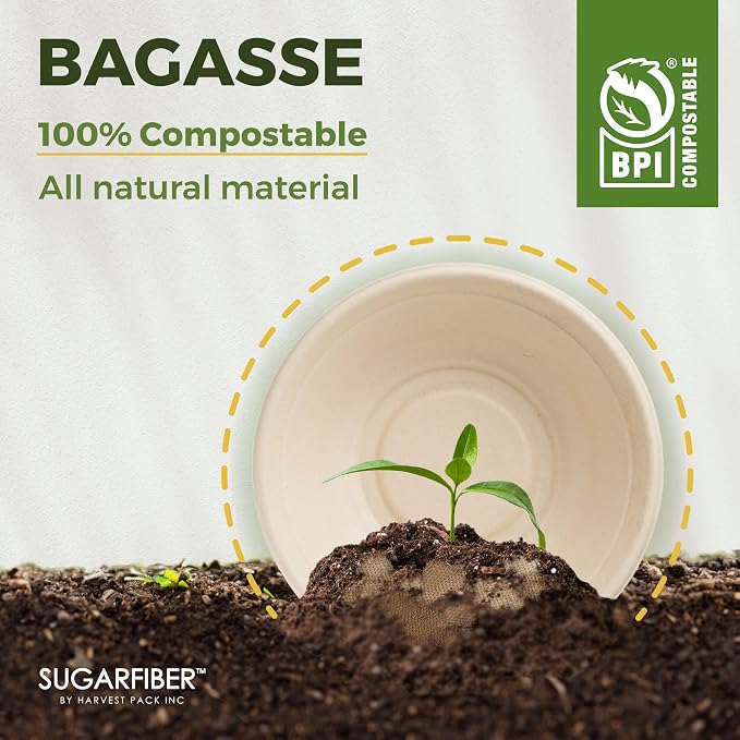 16oz Compostable Paper Bowls Disposable Round Natural Soup Bowls, Biodegradable - Image 6