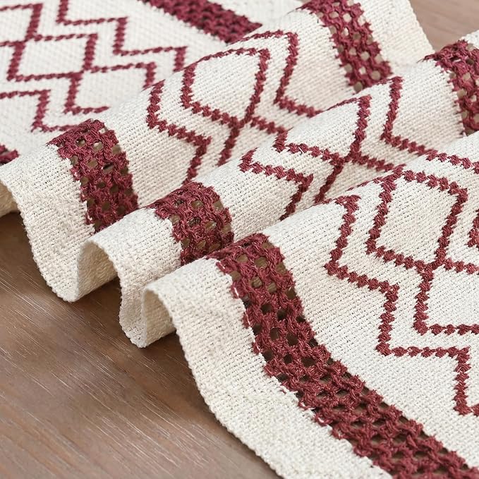 Artoid Mode Red Stripe Diamond Woven Table Runner 12x36 Inch | Holiday - Image 6